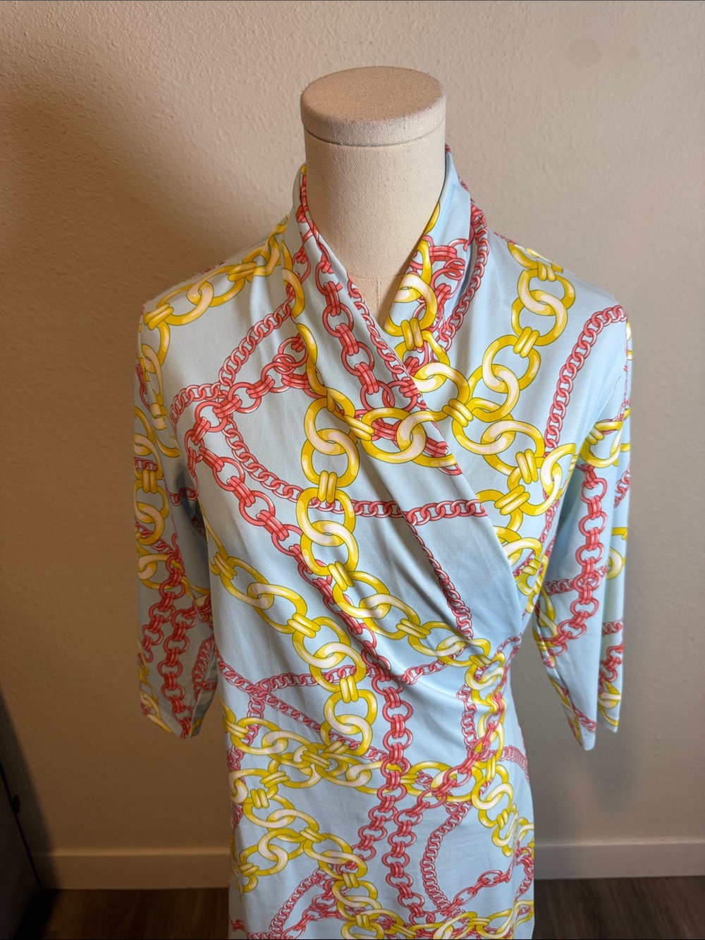 J. McLaughlin Faux Wrap Catalina Dress with Chain Print size Small - Picture 2 of 13